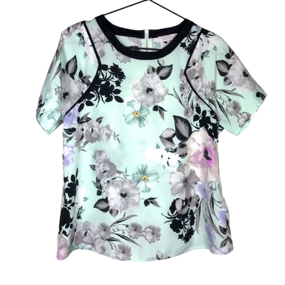 1. State Floral Blouse Medium Sea Foam Green